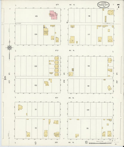 Sanborn Fire Insurance Map from Texas City, Galveston County, Texas (1912), Sheet #0007 - Complete Map Set gallery image, historic Sanborn map, vintage wall art, Texas Texas