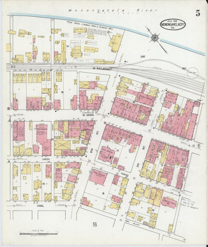 Sanborn Fire Insurance Map from Monongahela City, Washington County, Pennsylvania (1918), Sheet #0005 - Complete Map Set gallery image, historic Sanborn map, vintage wall art, Pennsylvania Pennsylvania