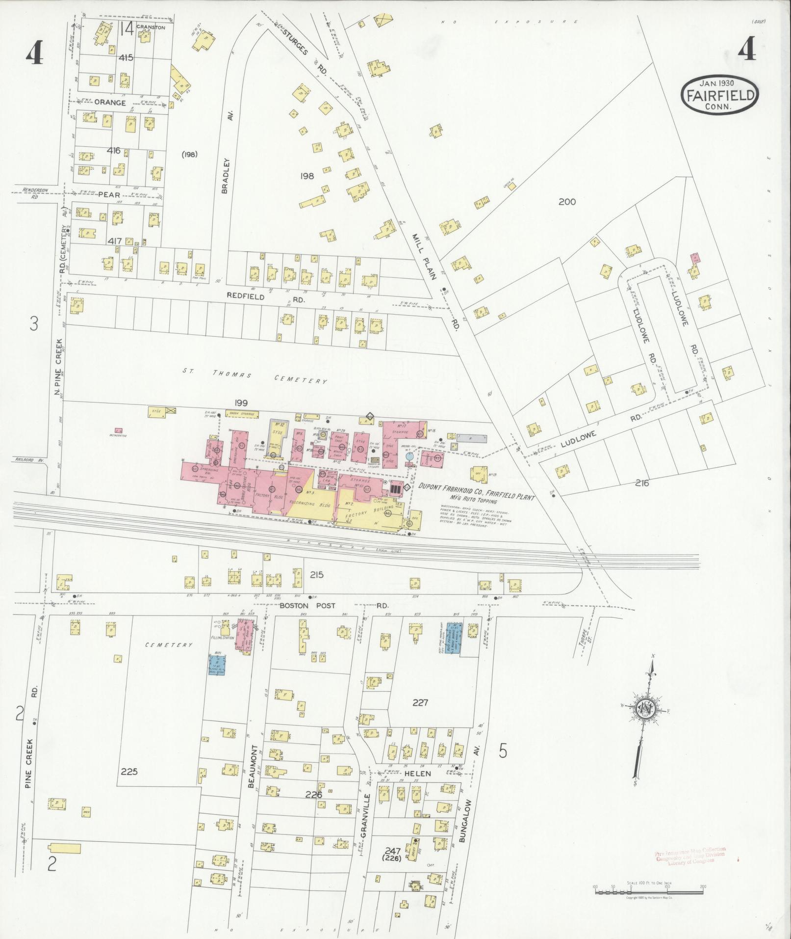 Sanborn Fire Insurance Map from Fairfield, Fairfield County, Connecticut (1930), Sheet #0004 - Complete Map Set gallery image, historic Sanborn map, vintage wall art, Connecticut Connecticut