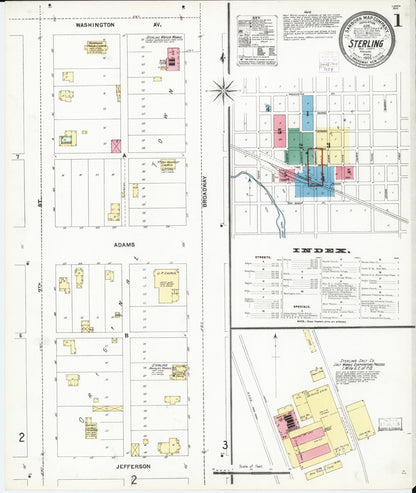 Sanborn Fire Insurance Map from Sterling, Rice County, Kansas (1905), Sheet #0001 - Complete Map Set gallery image, historic Sanborn map, vintage wall art, Kansas Kansas
