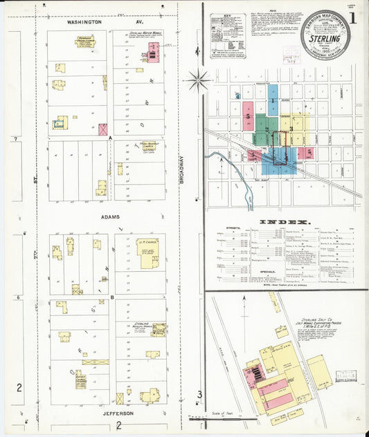 Sanborn Fire Insurance Map from Sterling, Rice County, Kansas (1905), Sheet #0001 - Complete Map Set gallery image, historic Sanborn map, vintage wall art, Kansas Kansas