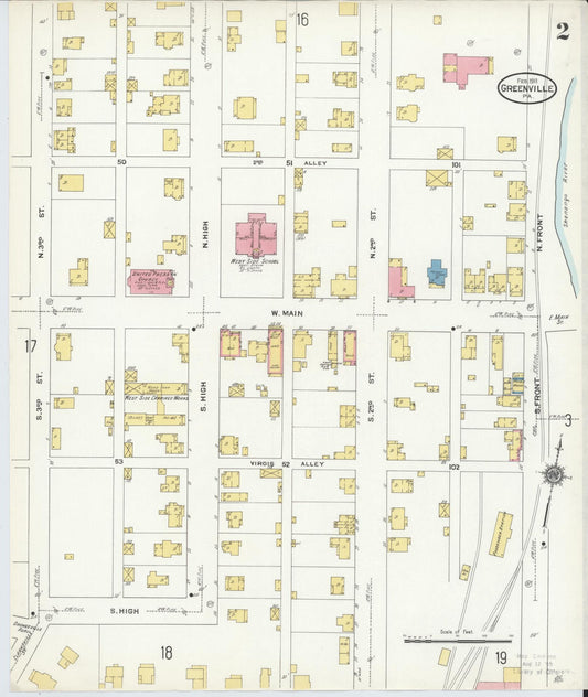Sanborn Fire Insurance Map from Greenville, Mercer County, Pennsylvania (1911), Sheet #0002 - Historic Sanborn Fire Insurance Map Print, vintage old map wall art, antique decor, genealogy gift, Pennsylvania Pennsylvania map