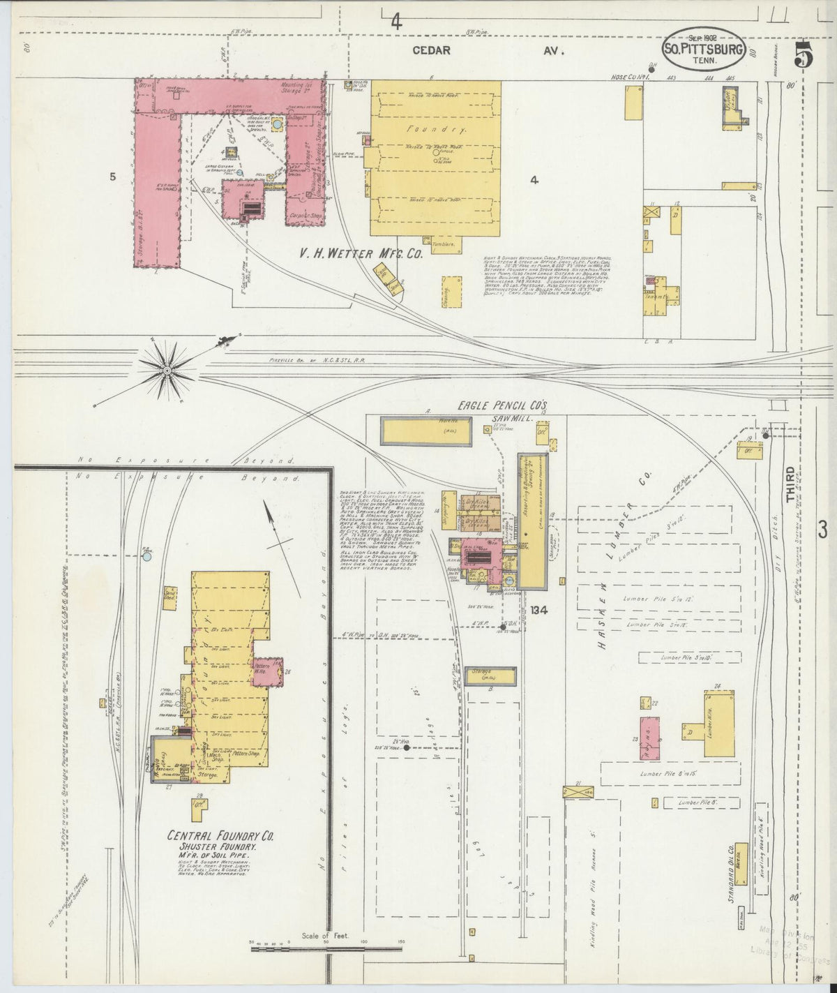 Sanborn Fire Insurance Map from South Pittsburg, Marion County, Tennessee (1902), Sheet #0005 - Complete Map Set gallery image, historic Sanborn map, vintage wall art, Tennessee Tennessee
