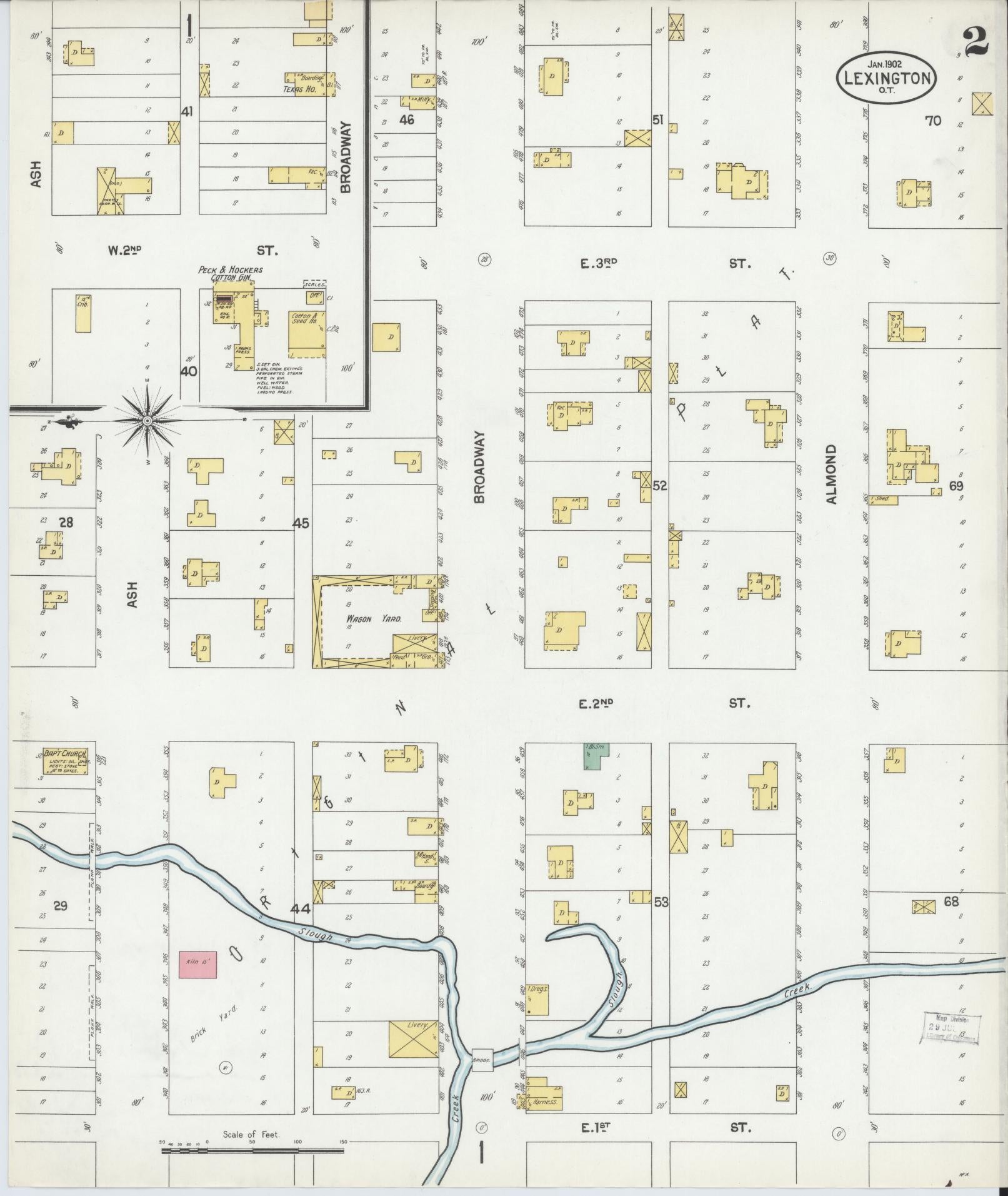 Sanborn Fire Insurance Map from Lexington, Cleveland County, Oklahoma (1902), Sheet #0002 - Historic Sanborn Fire Insurance Map Print, vintage old map wall art, antique decor, genealogy gift, Oklahoma Oklahoma map