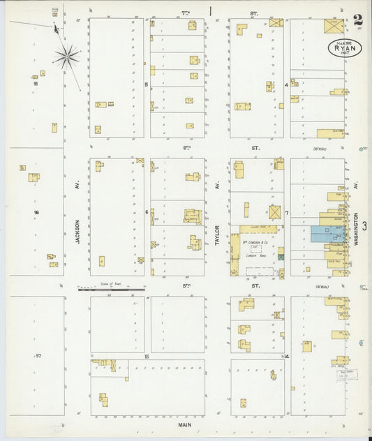 Sanborn Fire Insurance Map from Ryan, Jefferson County, Oklahoma (1902), Sheet #0002 - Historic Sanborn Fire Insurance Map Print, vintage old map wall art, antique decor, genealogy gift, Oklahoma Oklahoma map