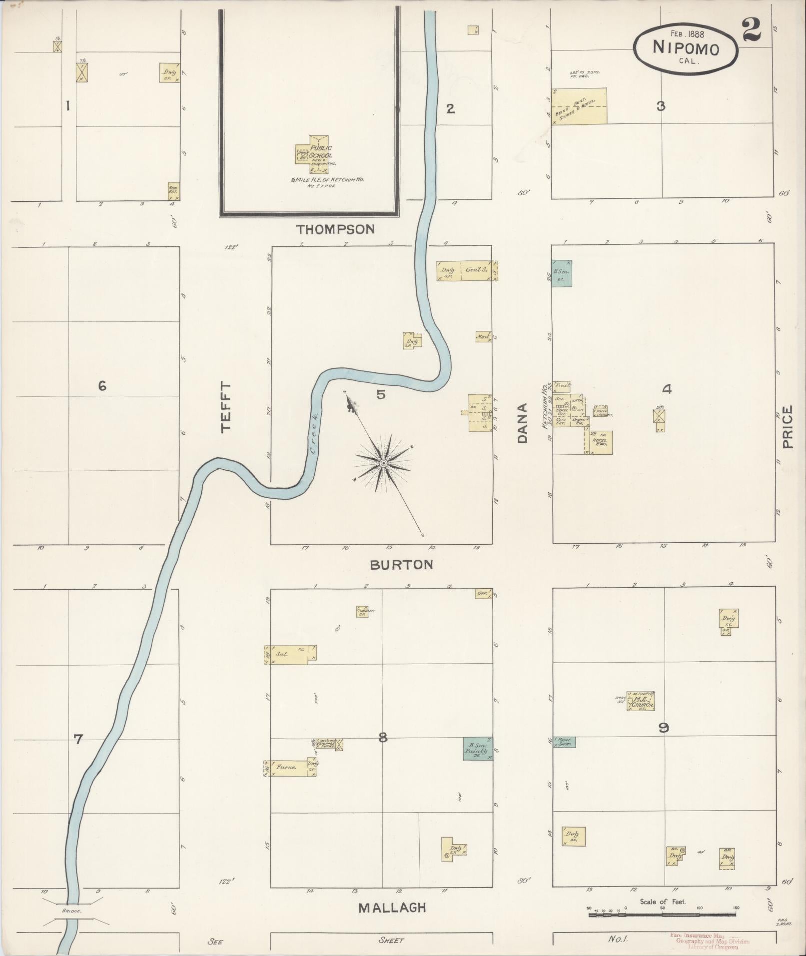 Sanborn Fire Insurance Map from Nipomo, San Luis Obispo County, California (1888), Sheet #0002 - Complete Map Set gallery image, historic Sanborn map, vintage wall art, California California
