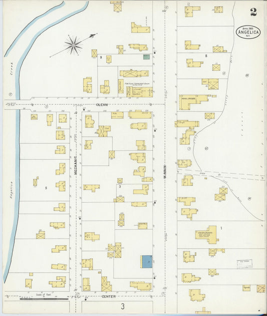 Sanborn Fire Insurance Map from Angelica, Allegany County, New York (1903), Sheet #0002 - Historic Sanborn Fire Insurance Map Print, vintage old map wall art, antique decor, genealogy gift, New York New York map