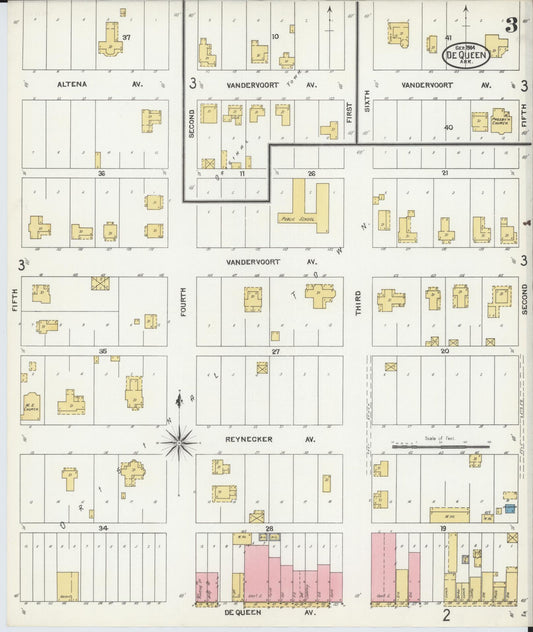 Sanborn Fire Insurance Map from De Queen, Sevier County, Arkansas (1904), Sheet #0003 - Historic Sanborn Fire Insurance Map Print, vintage old map wall art, antique decor, genealogy gift, Arkansas Arkansas map