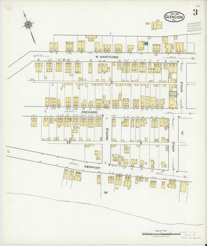 Sanborn Fire Insurance Map from Glen Lyon, Luzerne County, Pennsylvania (1921), Sheet #0003 - Historic Sanborn Fire Insurance Map Print, vintage old map wall art, antique decor, genealogy gift, Pennsylvania Pennsylvania map