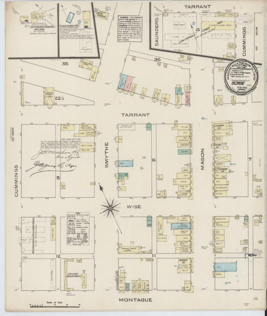 Sanborn Fire Insurance Map from Bowie, Montague County, Texas (1885), Sheet #0001 - Historic Sanborn Fire Insurance Map Print, vintage old map wall art, antique decor, genealogy gift, Texas Texas map