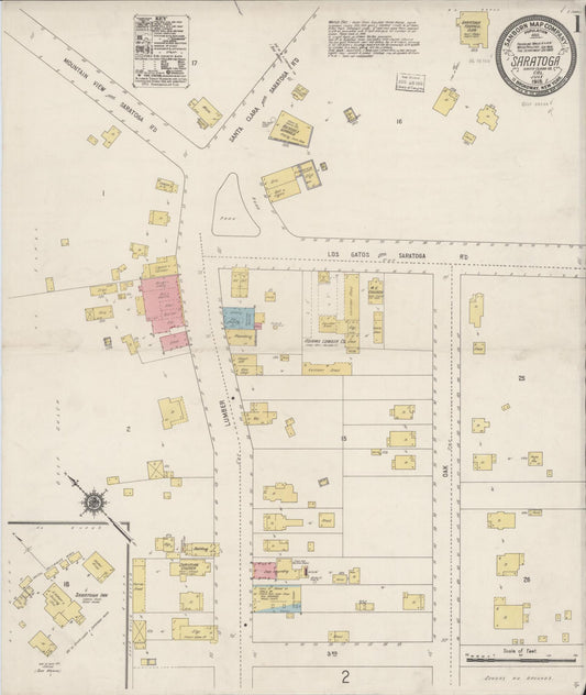 Sanborn Fire Insurance Map from Saratoga, Santa Clara County, California. (1918) – Historic Sanborn Fire Insurance Map Print