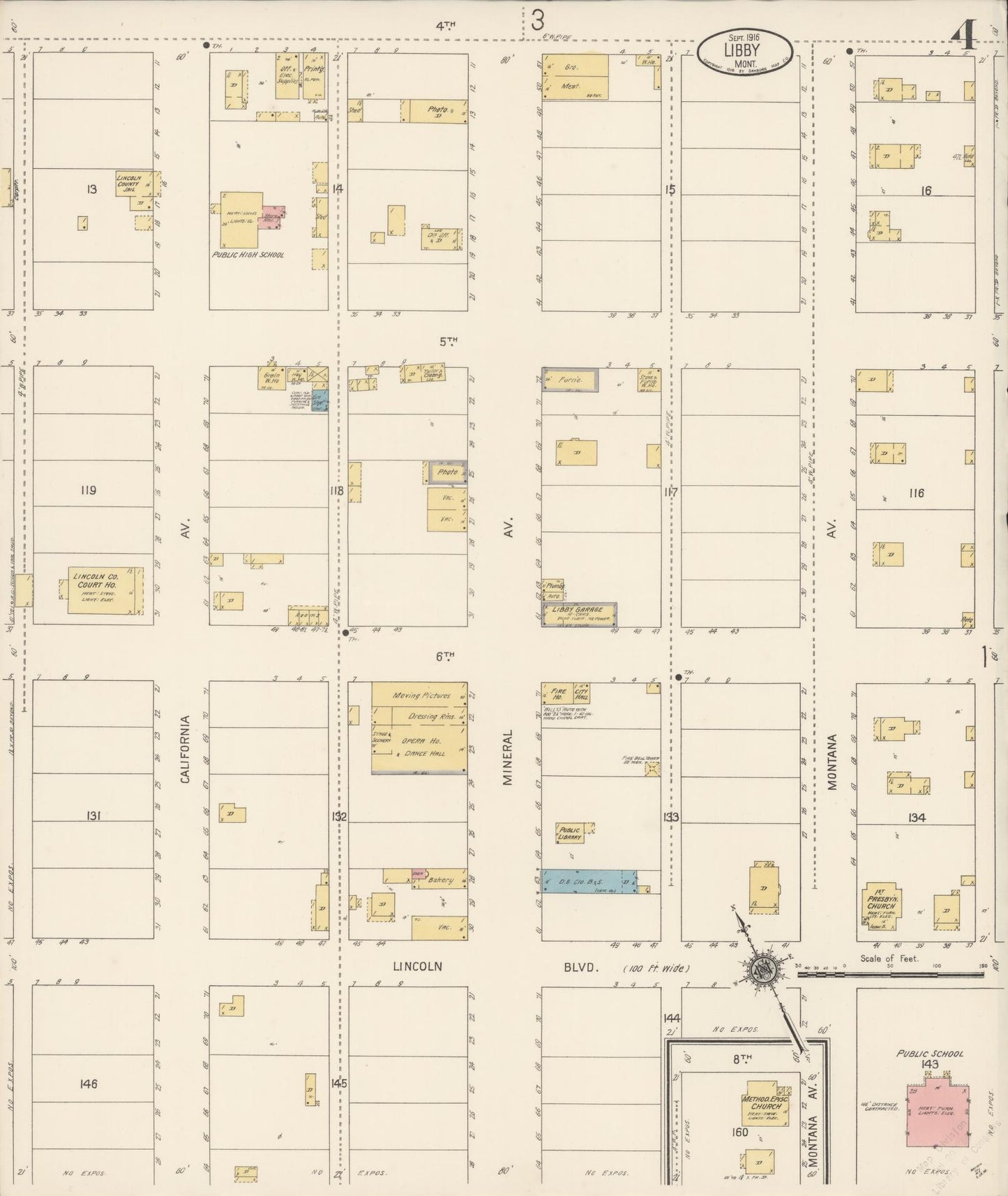 Sanborn Fire Insurance Map from Libby, Lincoln County, Montana (1916), Sheet #0004 - Complete Map Set gallery image, historic Sanborn map, vintage wall art, Montana Montana