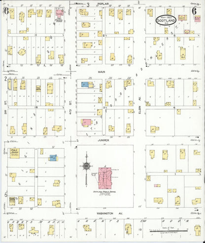 Sanborn Fire Insurance Map from Scotland, Bon Homme County, South Dakota (1923), Sheet #0006 - Complete Map Set gallery image, historic Sanborn map, vintage wall art, South Dakota South Dakota