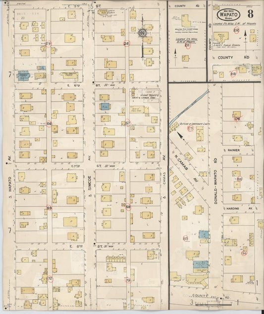 Sanborn Fire Insurance Map from Wapato, Yakima County, Washington (1941), Sheet #0008 - Historic Sanborn Fire Insurance Map Print, vintage old map wall art, antique decor, genealogy gift, Washington Washington map