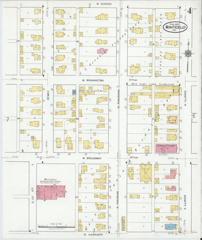Sanborn Fire Insurance Map from Monticello, White County, Indiana (1919), Sheet #0004 - Historic Sanborn Fire Insurance Map Print, vintage old map wall art, antique decor, genealogy gift, Indiana Indiana map
