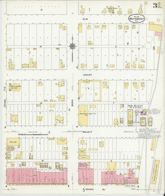 Sanborn Fire Insurance Map from Whitewright, Grayson County, Texas (1911), Sheet #0003 - Historic Sanborn Fire Insurance Map Print, vintage old map wall art, antique decor, genealogy gift, Texas Texas map