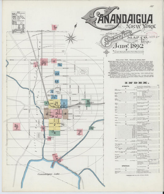 Sanborn Fire Insurance Map from Canandaigua, Ontario County, New York. (1892) – Historic Sanborn Fire Insurance Map Print