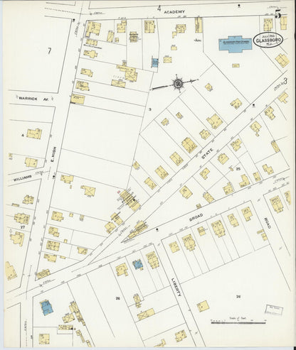 Sanborn Fire Insurance Map from Glassboro, Gloucester County, New Jersey (1910), Sheet #0005 - Complete Map Set gallery image, historic Sanborn map, vintage wall art, New Jersey New Jersey