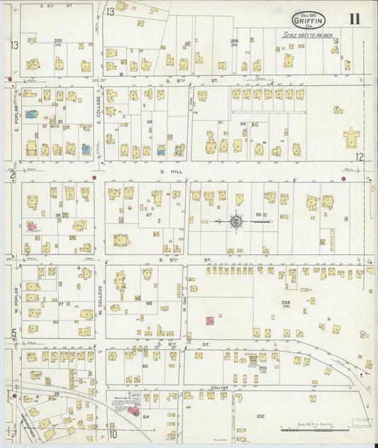 Sanborn Fire Insurance Map from Griffin, Spalding County, Georgia (1915), Sheet #0011 - Historic Sanborn Fire Insurance Map Print, vintage old map wall art, antique decor, genealogy gift, Georgia Georgia map