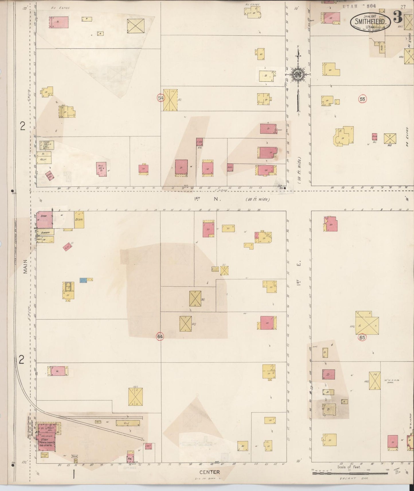 Sanborn Fire Insurance Map from Smithfield, Cache County, Utah (1929), Sheet #0003 - Complete Map Set gallery image, historic Sanborn map, vintage wall art, Utah Utah