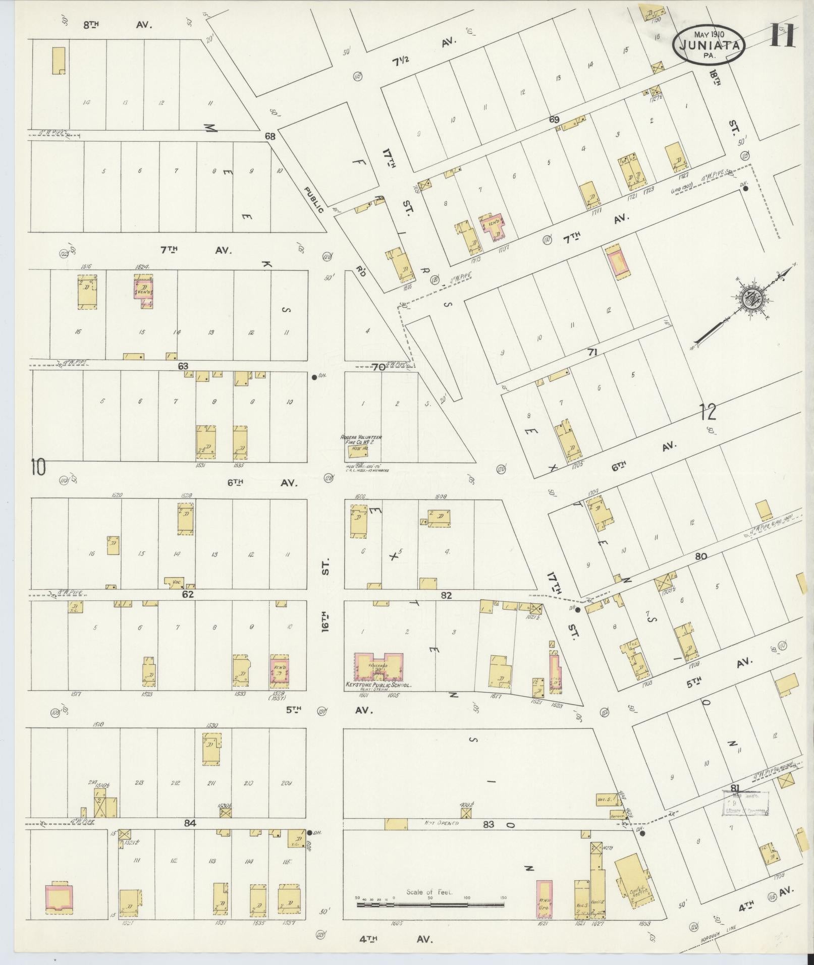 Sanborn Fire Insurance Map from Juniata, Blair County, Pennsylvania (1910), Sheet #0011 - Complete Map Set gallery image, historic Sanborn map, vintage wall art, Pennsylvania Pennsylvania