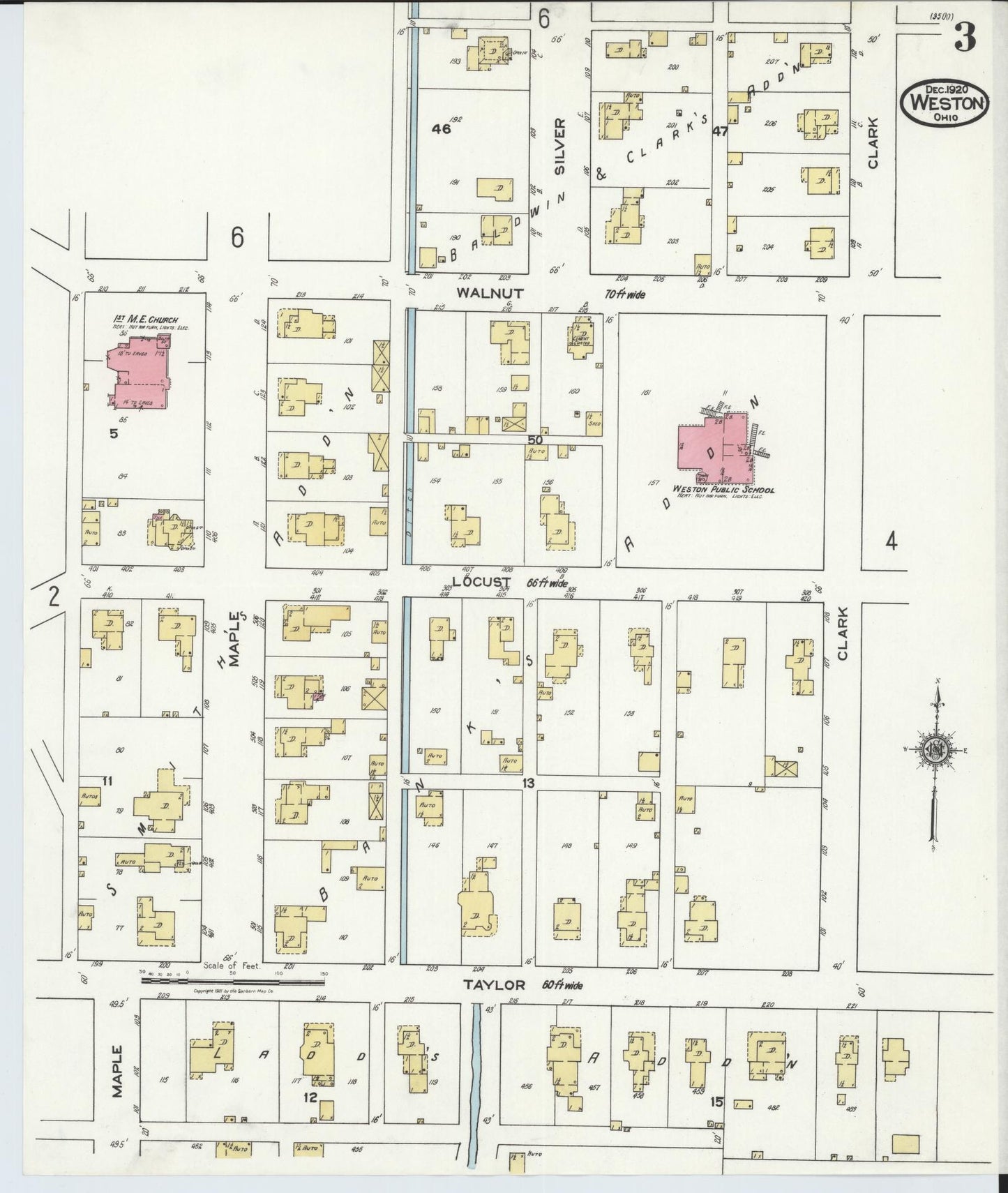 Sanborn Fire Insurance Map from Weston, Wood County, Ohio (1920), Sheet #0003 - Complete Map Set gallery image, historic Sanborn map, vintage wall art, Ohio Ohio