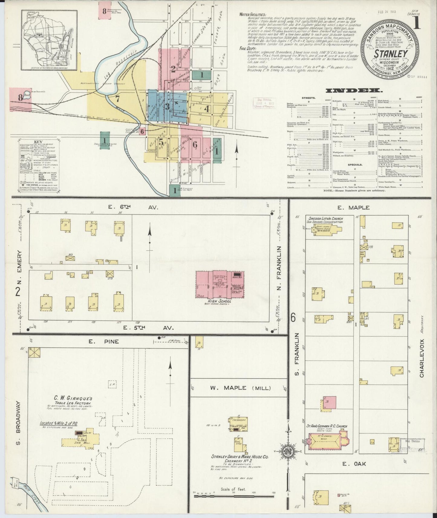 Stanley, Chippewa County, Wisconsin (1912) – Sanborn Fire Insurance Map – Map View