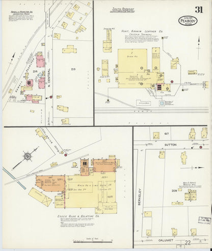 Sanborn Fire Insurance Map from Peabody, Essex County, Massachusetts (1914), Sheet #0031 - Complete Map Set gallery image, historic Sanborn map, vintage wall art, Massachusetts Massachusetts