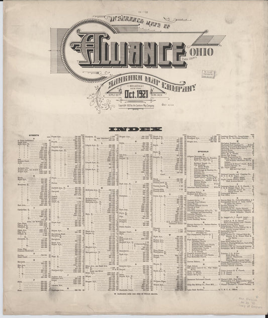 Sanborn Fire Insurance Map from Alliance, Stark County, Ohio. (1921) – Historic Sanborn Fire Insurance Map Print