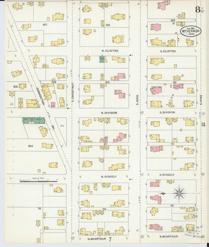 Sanborn Fire Insurance Map from Mount Vernon, Knox County, Ohio (1903), Sheet #0008 - Historic Sanborn Fire Insurance Map Print, vintage old map wall art, antique decor, genealogy gift, Ohio Ohio map