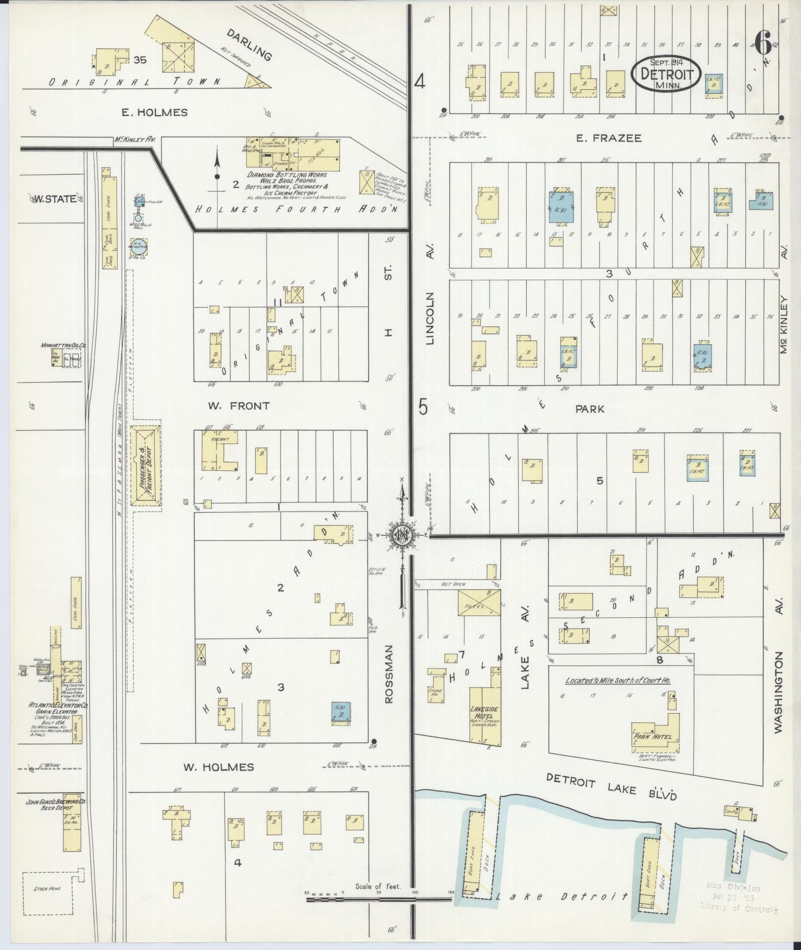 Sanborn Fire Insurance Map from Detroit Lakes, Becker County, Minnesota (1914), Sheet #0006 - Complete Map Set gallery image, historic Sanborn map, vintage wall art, Minnesota Minnesota