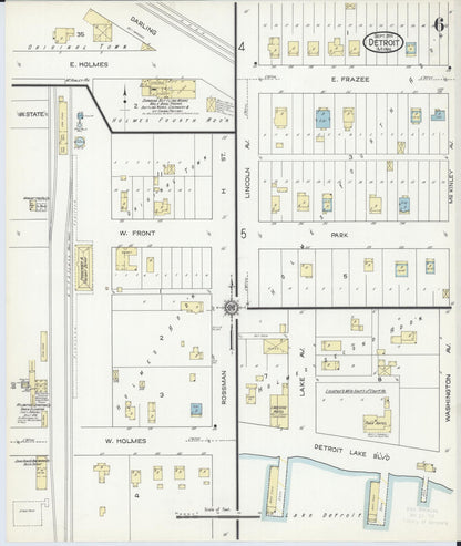 Sanborn Fire Insurance Map from Detroit Lakes, Becker County, Minnesota (1914), Sheet #0006 - Complete Map Set gallery image, historic Sanborn map, vintage wall art, Minnesota Minnesota