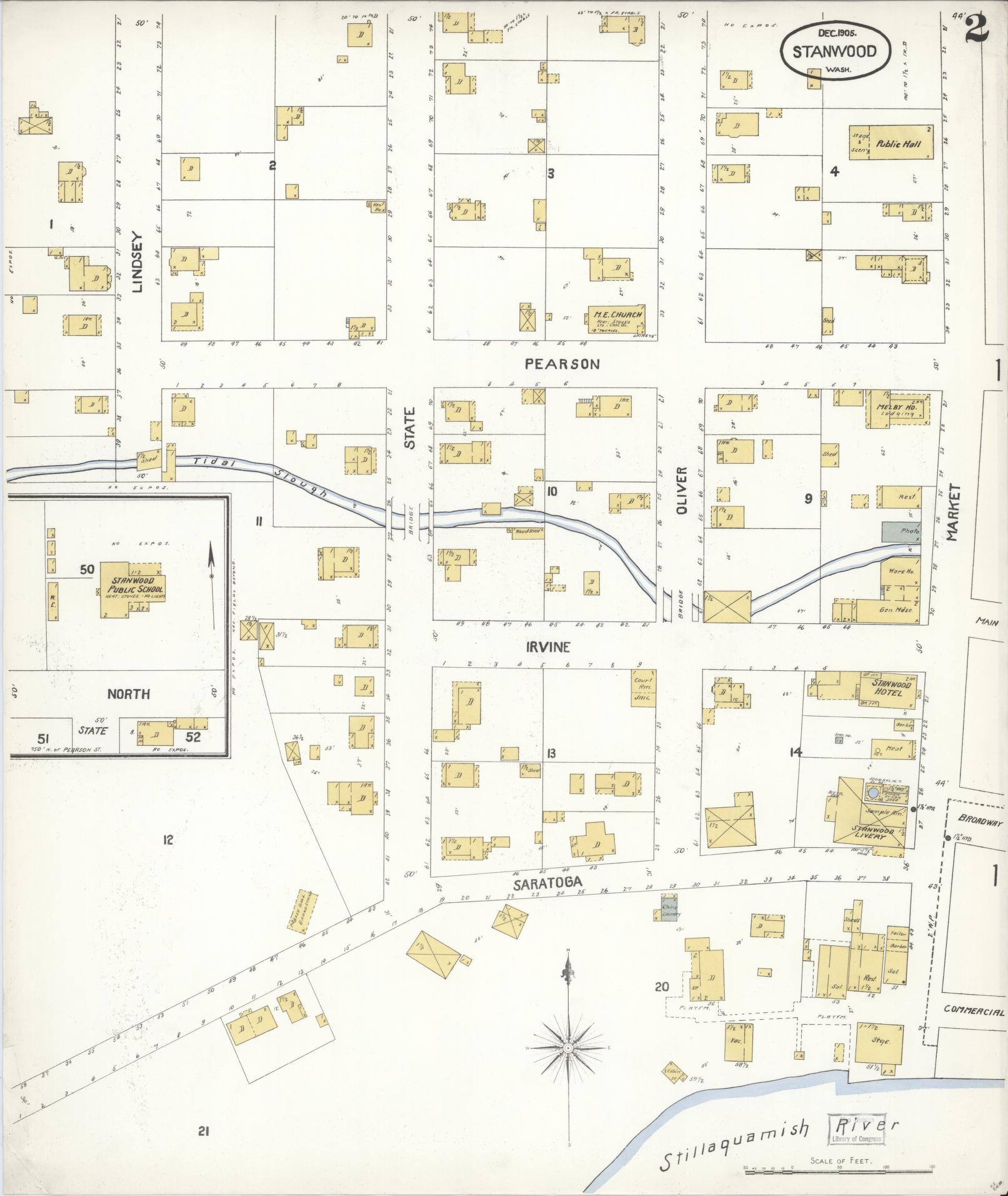 Sanborn Fire Insurance Map from Stanwood, Snohomish County, Washington (1905), Sheet #0002 - Complete Map Set gallery image, historic Sanborn map, vintage wall art, Washington Washington