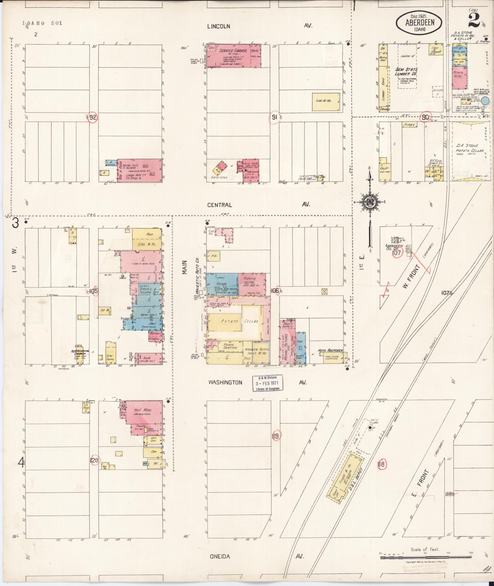 Sanborn Fire Insurance Map from Aberdeen, Bingham County, Idaho (1931), Sheet #0002 - Historic Sanborn Fire Insurance Map Print, vintage old map wall art, antique decor, genealogy gift, Idaho Idaho map