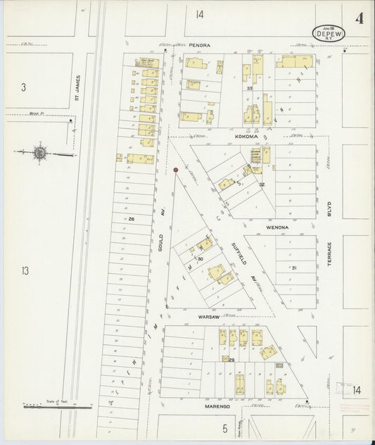Sanborn Fire Insurance Map from Depew, Erie County, New York (1911), Sheet #0003 - Historic Sanborn Fire Insurance Map Print, vintage old map wall art, antique decor, genealogy gift, New York New York map