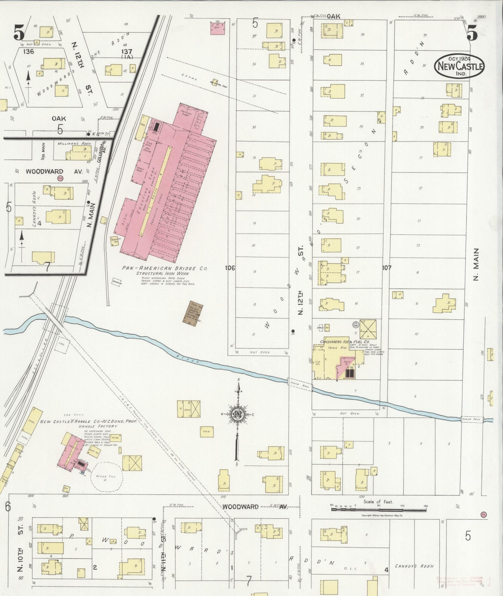 Sanborn Fire Insurance Map from New Castle, Henry County, Indiana (1924), Sheet #0005 - Complete Map Set gallery image, historic Sanborn map, vintage wall art, Indiana Indiana