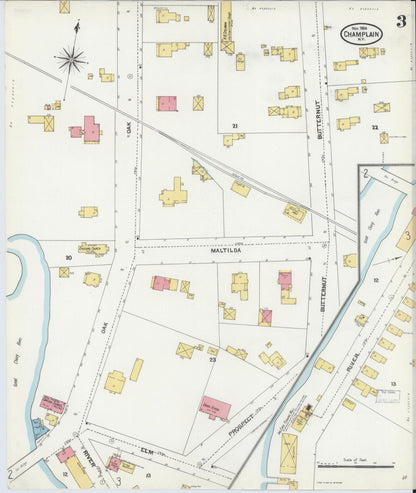 Sanborn Fire Insurance Map from Champlain, Clinton County, New York (1904), Sheet #0003 - Historic Sanborn Fire Insurance Map Print, vintage old map wall art, antique decor, genealogy gift, New York New York map