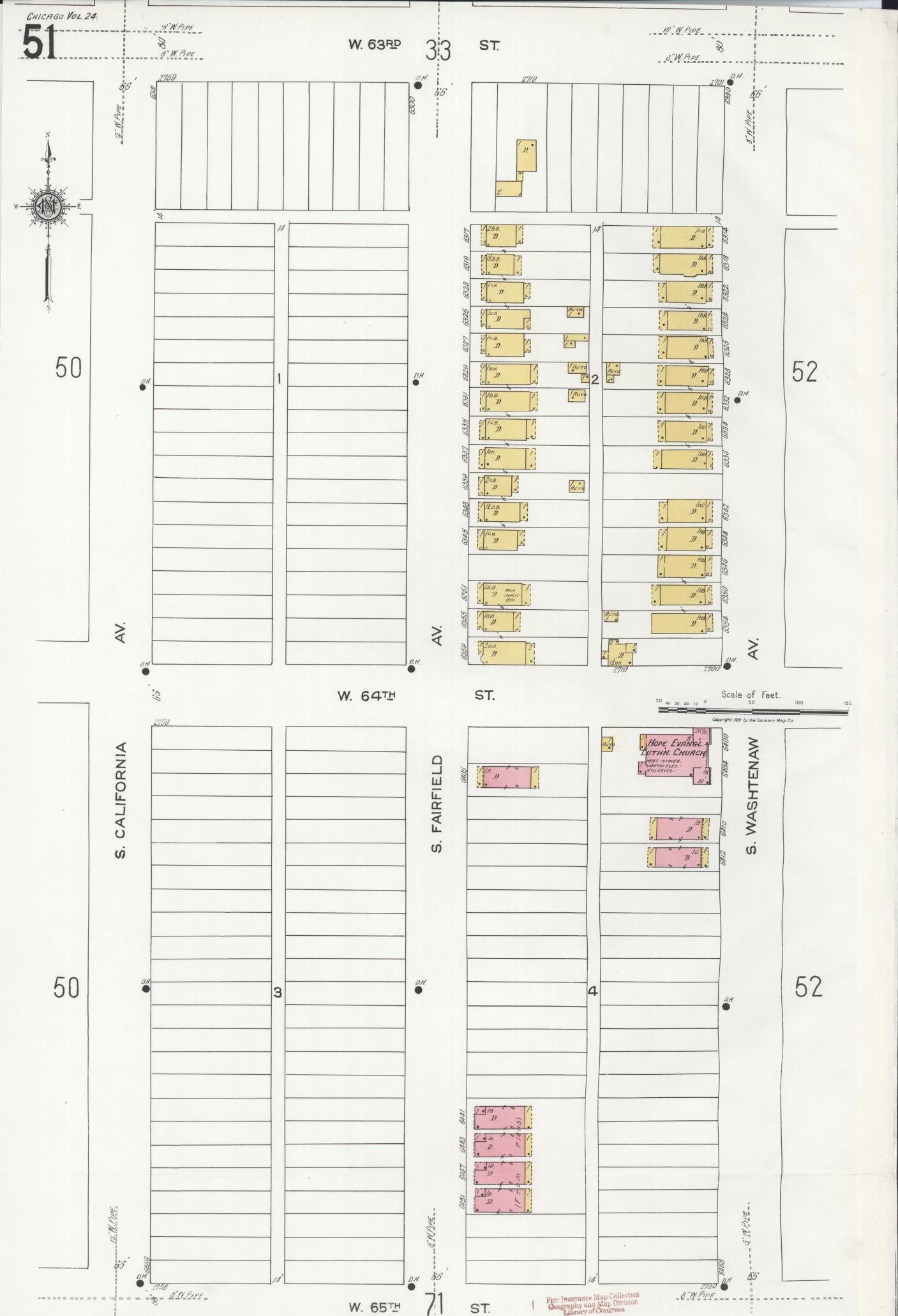 Sanborn Fire Insurance Map from Chicago, Cook County, Illinois. (1920), Sheet 51 – Historic Sanborn Fire Insurance Map Print