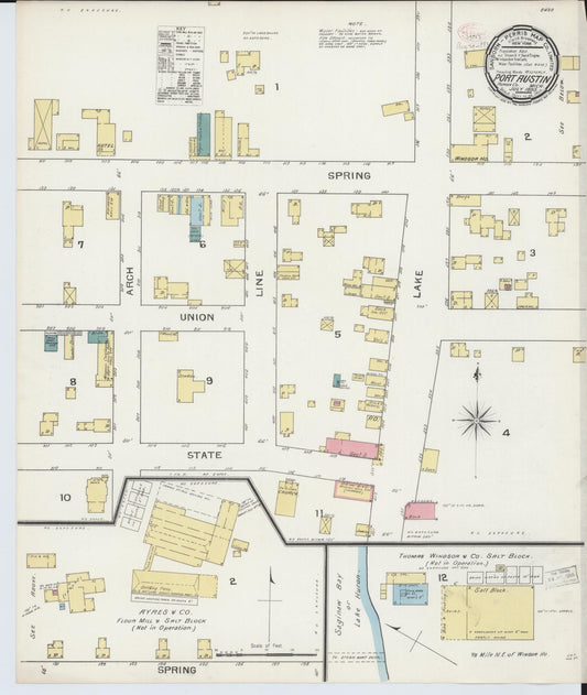 Sanborn Fire Insurance Map from Port Austin, Huron County, Michigan (1893), Sheet #0001 - Historic Sanborn Fire Insurance Map Print, vintage old map wall art, antique decor, genealogy gift, Michigan Michigan map