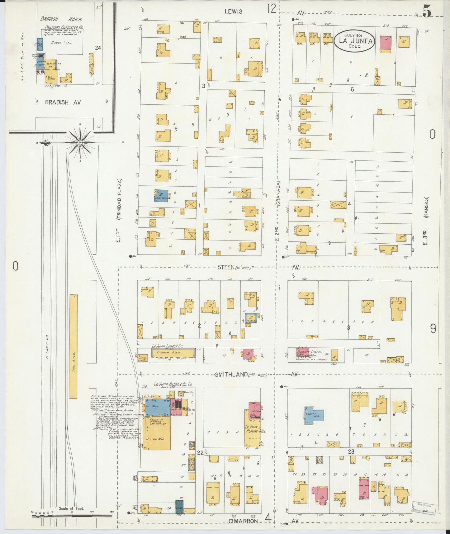 Sanborn Fire Insurance Map from La Junta, Otero County, Colorado (1906), Sheet #0005 - Complete Map Set gallery image, historic Sanborn map, vintage wall art, Colorado Colorado