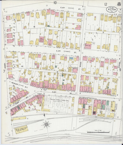 Sanborn Fire Insurance Map from Alton, Madison County, Illinois (1902), Sheet #0008 - Historic Sanborn Fire Insurance Map Print, vintage old map wall art, antique decor, genealogy gift, Illinois Illinois map