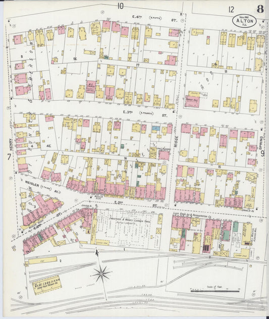 Sanborn Fire Insurance Map from Alton, Madison County, Illinois (1902), Sheet #0008 - Historic Sanborn Fire Insurance Map Print, vintage old map wall art, antique decor, genealogy gift, Illinois Illinois map