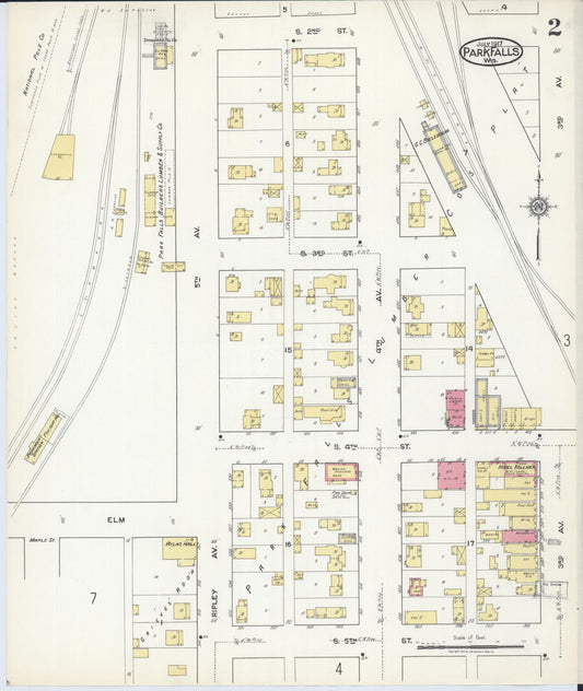 Sanborn Fire Insurance Map from Park Falls, Price County, Wisconsin (1917), Sheet #0002 - Historic Sanborn Fire Insurance Map Print, vintage old map wall art, antique decor, genealogy gift, Wisconsin Wisconsin map
