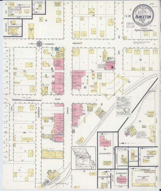 Sanborn Fire Insurance Map from Bunceton, Cooper County, Missouri (1917), Sheet #0001 - Historic Sanborn Fire Insurance Map Print, vintage old map wall art, antique decor, genealogy gift, Missouri Missouri map