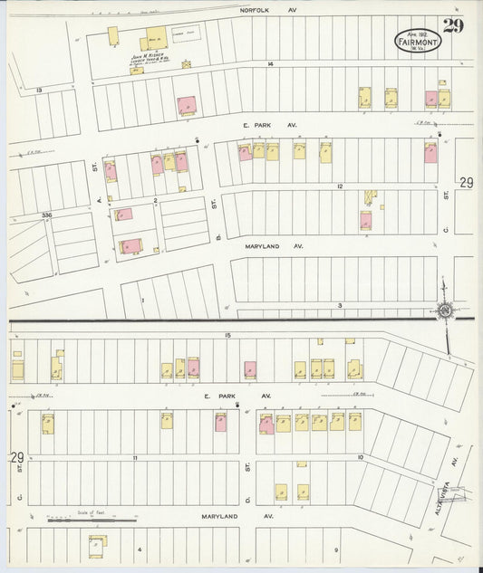 Sanborn Fire Insurance Map from Fairmont, Marion County, West Virginia (1912), Sheet #0029 - Historic Sanborn Fire Insurance Map Print, vintage old map wall art, antique decor, genealogy gift, West Virginia West Virginia map