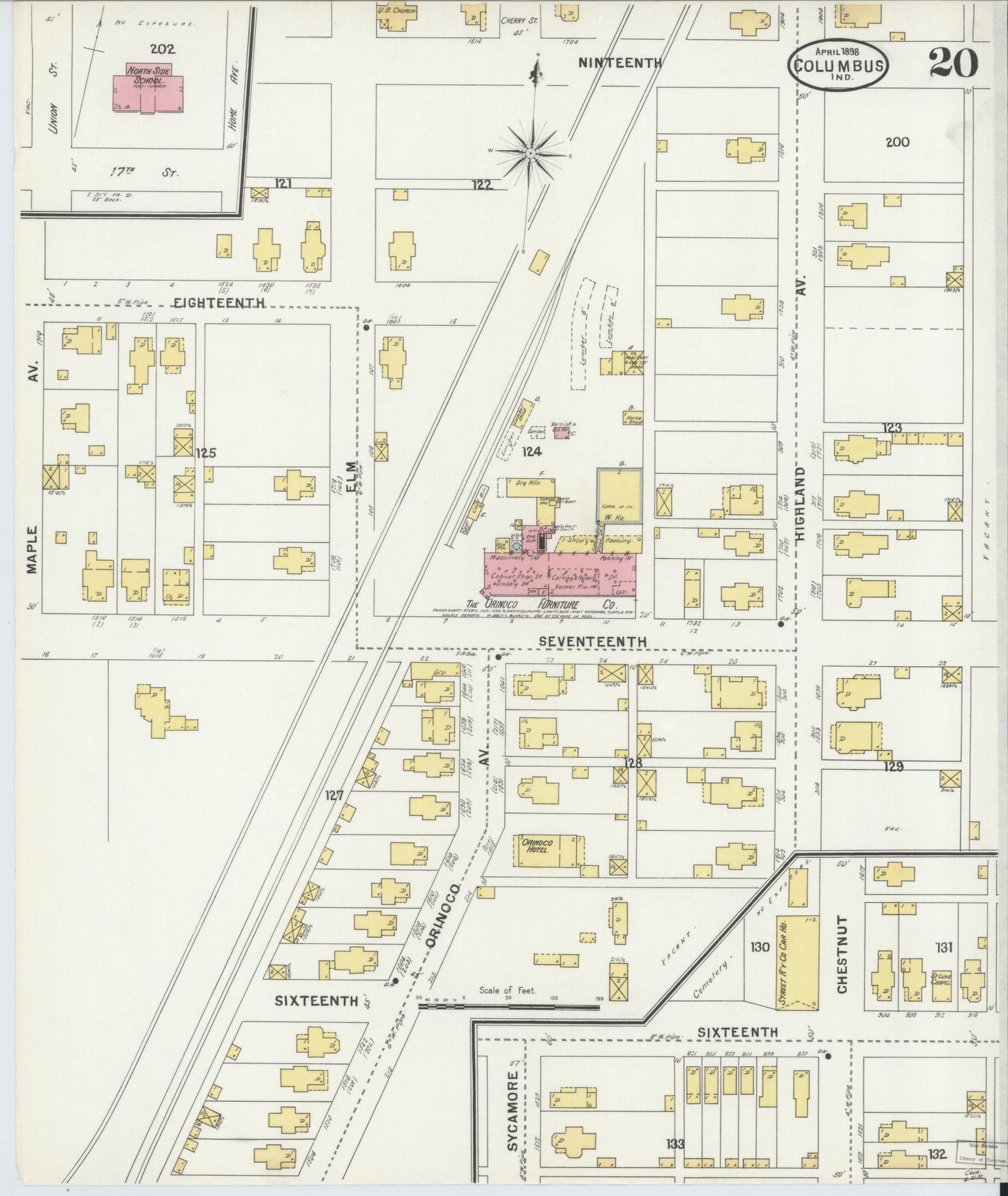Sanborn Fire Insurance Map from Columbus, Bartholomew County, Indiana (1898), Sheet #0020 - Complete Map Set gallery image, historic Sanborn map, vintage wall art, Indiana Indiana
