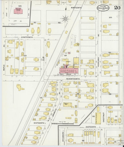 Sanborn Fire Insurance Map from Columbus, Bartholomew County, Indiana (1898), Sheet #0020 - Complete Map Set gallery image, historic Sanborn map, vintage wall art, Indiana Indiana