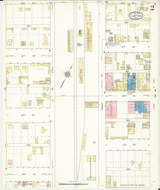 Sanborn Fire Insurance Map from Clayton, Union County, New Mexico (1913), Sheet #0002 - Historic Sanborn Fire Insurance Map Print, vintage old map wall art, antique decor, genealogy gift, New Mexico New Mexico map