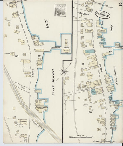 Sanborn Fire Insurance Map from Saint Ignace, Mackinac County, Michigan (1884), Sheet #0002 - Historic Sanborn Fire Insurance Map Print, vintage old map wall art, antique decor, genealogy gift, Michigan Michigan map