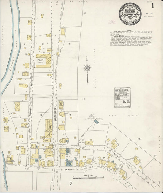 Sanborn Fire Insurance Map from Canyon City, Grant County, Oregon. (1911) – Historic Sanborn Fire Insurance Map Print